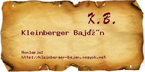 Kleinberger Baján névjegykártya
